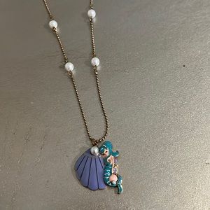 Adjustable mermaid Mod Cloth purple shell pearl beaded necklace